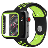 Strap-it® Apple Watch sport band + TPU case (zwart/geel)