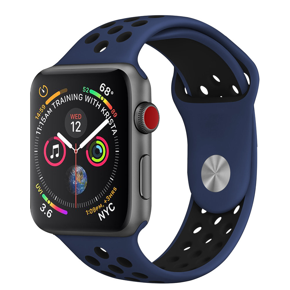 Strap-it® Strap-it Apple Watch sport band + TPU case (blauw/zwart)