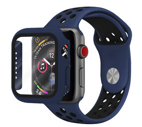 Strap-it® Apple Watch sport band + TPU case (blauw/zwart)