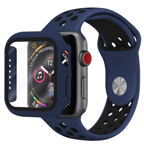 Strap-it® Strap-it Apple Watch sport band + TPU case (blauw/zwart)