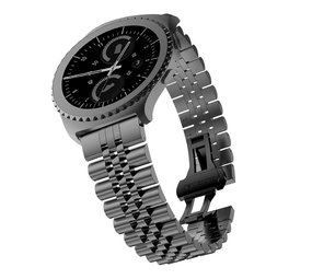 Strap-it® Samsung Galaxy Watch 42mm Jubilee stalen band (zwart)