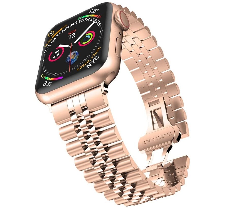 Strap-it Apple Watch Jubilee stalen band (rosé goud)