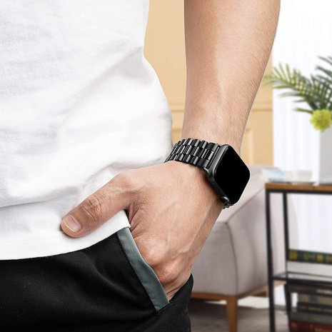 Strap-it® Strap-it Apple Watch Presidential stalen band (zwart)