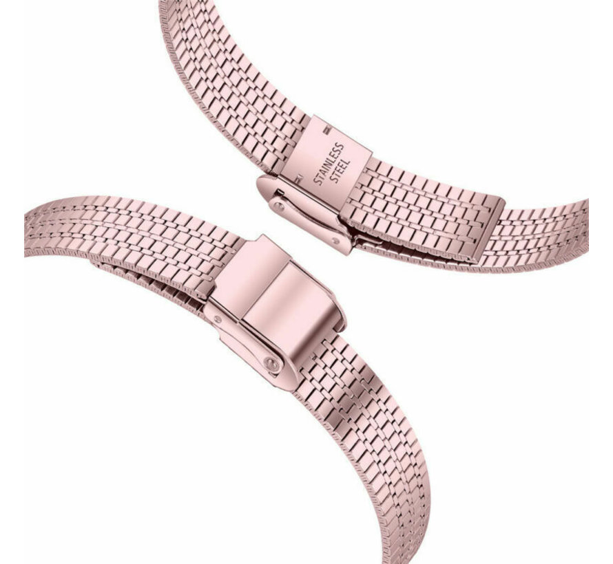 Strap-it Fitbit Inspire roestvrij stalen band (rosé pink)