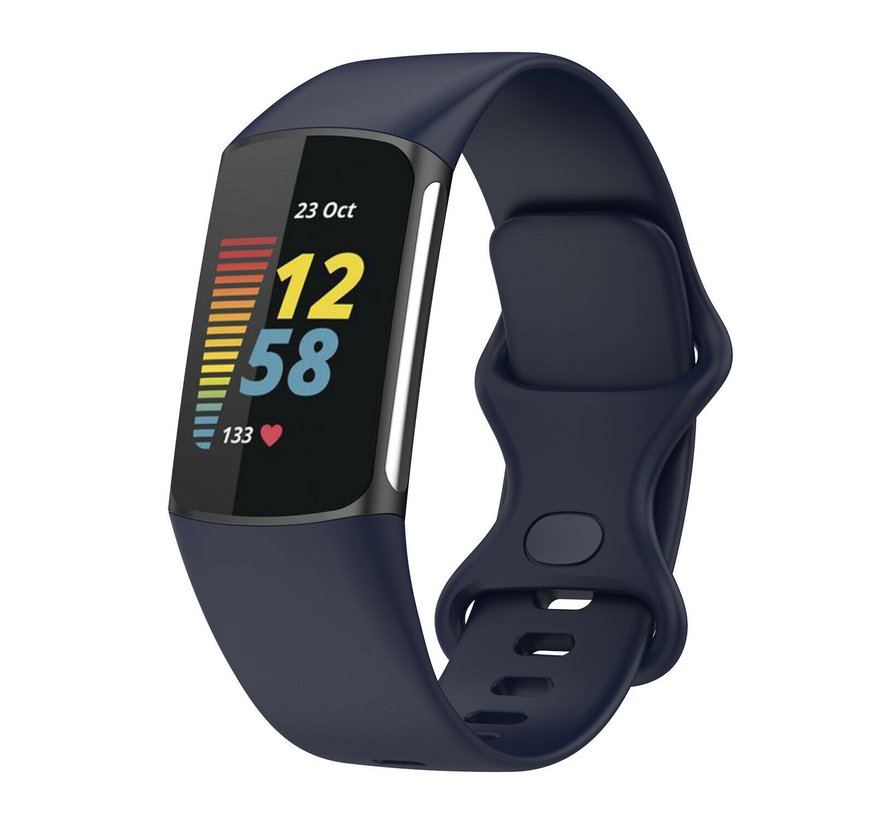 Strap-it Fitbit Charge 5 siliconen bandje (donkerblauw)