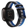 Strap-it® Strap-it Fitbit Sense geweven nylon gesp band (zwart-wit-blauw) Strap-it® Strap-it Fitbit Sense geweven nylon gesp band (zwart-wit-blauw)