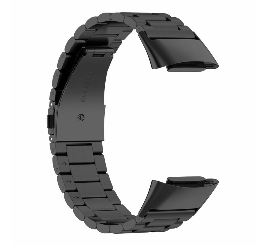Strap-it Fitbit Charge 5 stalen band (zwart)