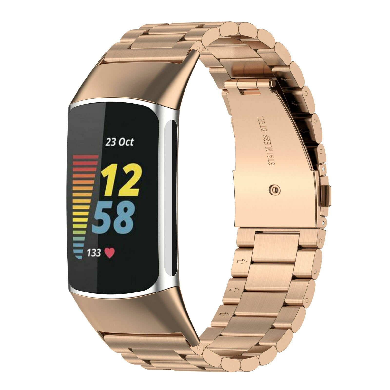 kroon sympathie Stroomopwaarts Fitbit Charge 5 stalen band (rosé goud) - Smartwatchbanden.nl