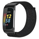 Strap-it® Fitbit Charge 5 nylon bandje (zwart)