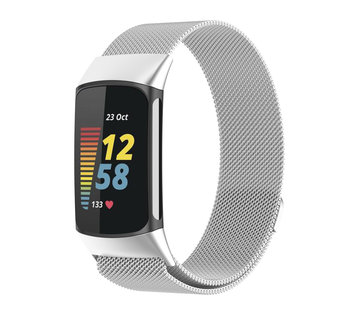 Strap-it® Fitbit Charge 5 Milanese band (zilver)