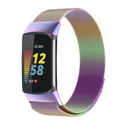 Strap-it® Fitbit Charge 5 Milanese band (regenboog)