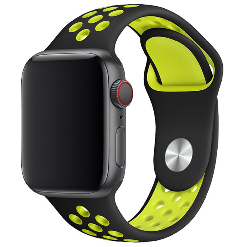 Strap-it® Strap-it Apple Watch SE sport band (zwart/geel)
