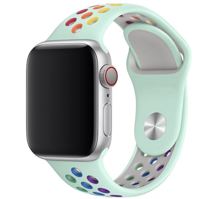 Apple Watch SE sport band (lichtblauw/kleurrijk) - Smartwatchbanden.nl