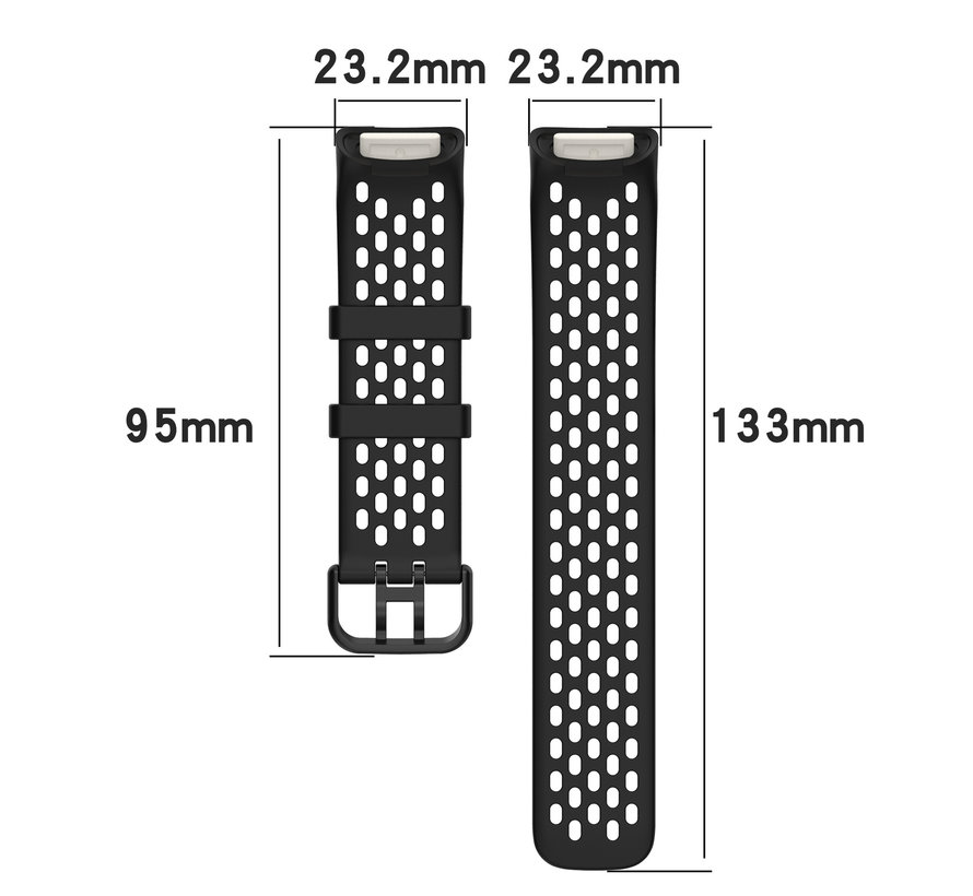 Strap-it Fitbit Charge 5 siliconen bandje met gaatjes (zwart)