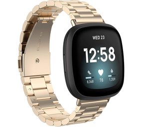 Strap-it® Fitbit Sense stalen band (champagne goud)