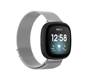 Strap-it® Fitbit Versa 3 Milanese band (zilver) Strap-it® Fitbit Versa 3 Milanese band (zilver)