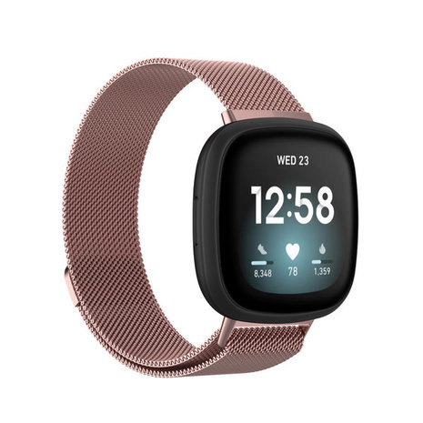 kans Orthodox gedragen Fitbit Versa 3 Milanese band (roze) - Smartwatchbanden.nl