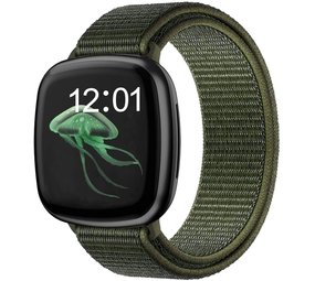 Strap-it® Fitbit Versa 3 nylon bandje (groen)