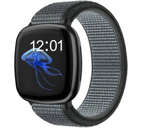 Strap-it® Fitbit Versa 3 nylon bandje (grijs-groen)