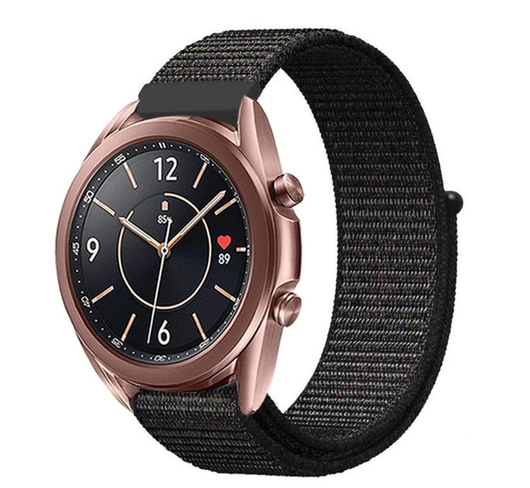 Strap-it® Strap-it Samsung Galaxy Watch 3 - 41mm nylon bandje (zwart) Strap-it® Strap-it Samsung Galaxy Watch 3 - 41mm nylon bandje (zwart)