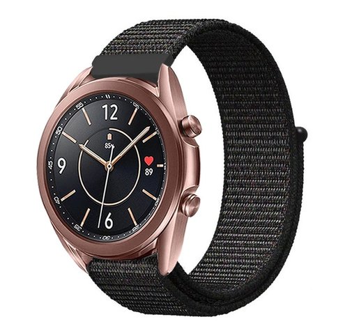 Strap-it® Strap-it Samsung Galaxy Watch 3 - 41mm nylon bandje (zwart) Strap-it® Strap-it Samsung Galaxy Watch 3 - 41mm nylon bandje (zwart)