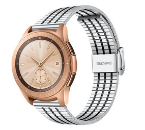 Strap-it® Samsung Galaxy Watch 42mm roestvrij stalen band (zilver/zwart)