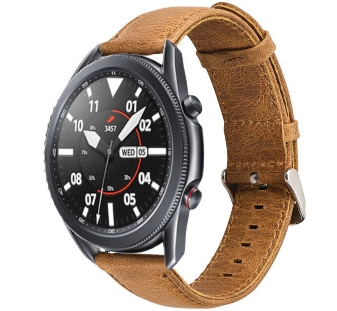 Strap-it® Strap-it Samsung Galaxy Watch 3 leren bandje 45mm (bruin)
