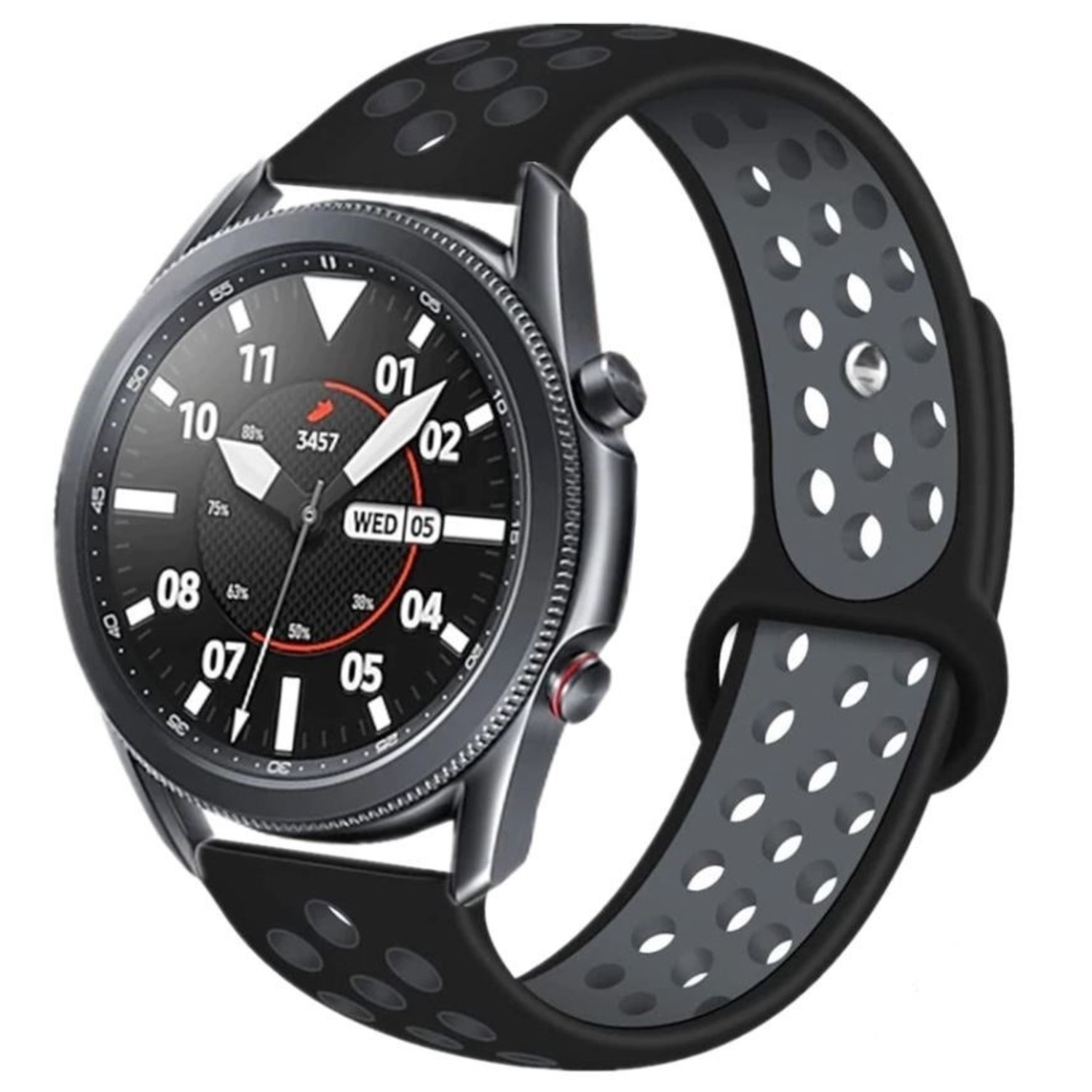 Samsung Galaxy Watch 3 sport band 45mm (zwart/grijs) - Smartwatchbanden.nl