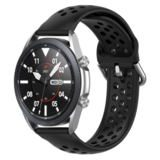 Strap-it® Samsung Galaxy Watch 3 - 45mm siliconen bandje met gaatjes (zwart)