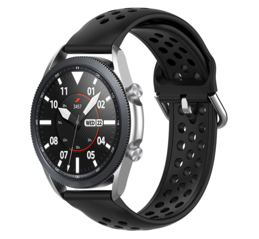 Samsung Galaxy Watch 3 45mm siliconen bandje met gaatjes (zwart) -  Smartwatchbanden.nl