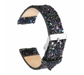 Strap-it® Fossil Gen 5 leren glitter bandje (zwart)