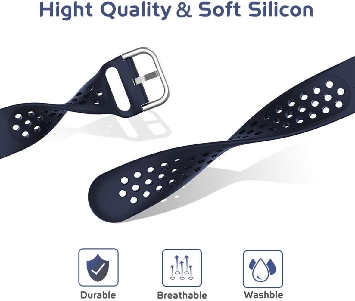 Strap-it® Strap-it Fossil Gen 5e - 44mm siliconen bandje met gaatjes (donkerblauw)