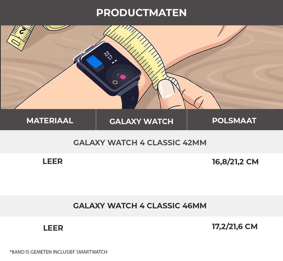 Strap-it® Strap-it Samsung Galaxy Watch 4 Classic 42mm leren bandje (grijs)