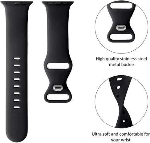 Strap-it® Strap-it Apple Watch siliconen bandje (zwart)