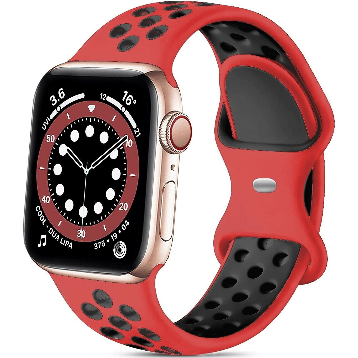 Strap it Strap it Apple Watch sport bandje rood zwart