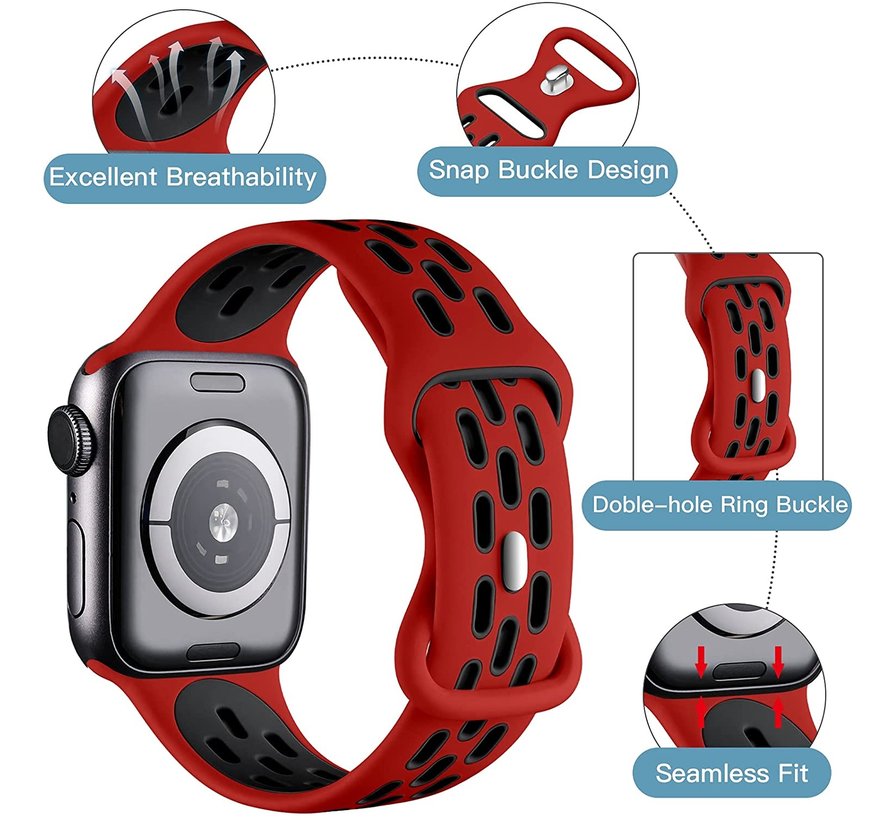 Strap-it Apple Watch sport bandje (rood/zwart)