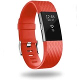 Strap-it® Fitbit Charge 2 diamant silicone band (rood)