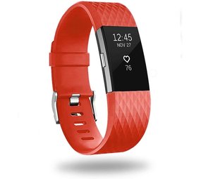 Strap-it® Fitbit Charge 2 diamant silicone band (rood)