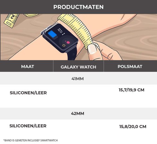 Strap-it® Strap-it Samsung Galaxy Watch Active siliconen / leren bandje  (zwart)