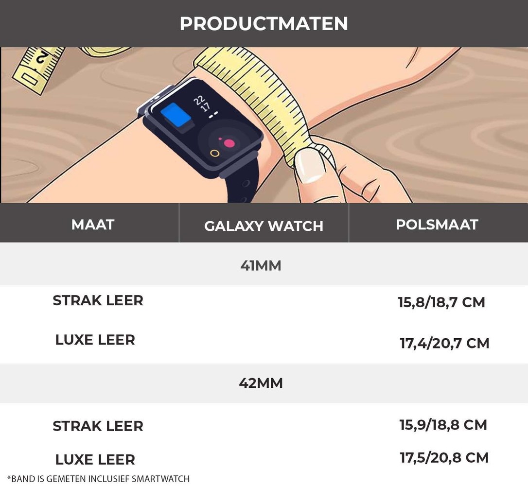 Strap-it® Strap-it Samsung Galaxy Watch Active bandje leer (strak-zwart)