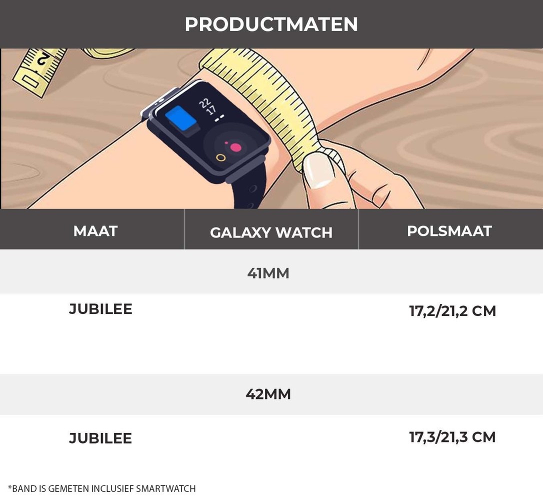 Strap-it® Strap-it Samsung Galaxy Watch Active Jubilee stalen band (zilver/goud)