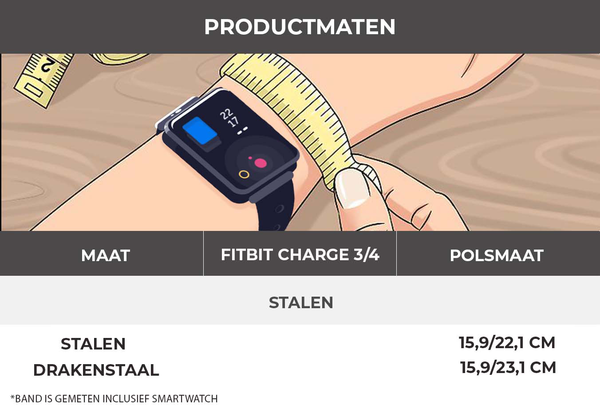 Strap-it® Strap-it Fitbit Charge 3 stalen bandje (zilver/zwart) Strap-it® Strap-it Fitbit Charge 3 stalen bandje (zilver/zwart)