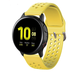 Strap-it® Samsung Galaxy Watch Active siliconen bandje met gaatjes (geel)