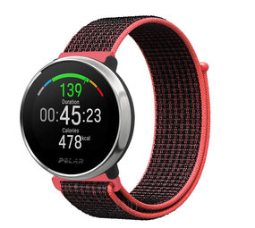 Strap-it® Polar Ignite nylon band (zwart/koraal)