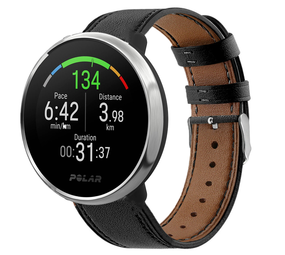 Polar Ignite leren bandje strak zwart Smartwatchbanden