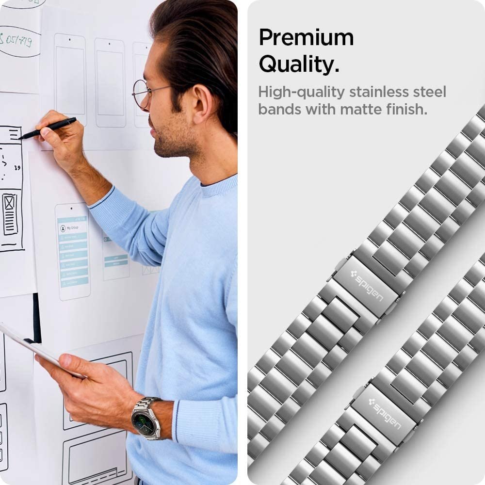 Spigen Spigen Modern Fit Galaxy Watch 3 45mm bandje RVS zilver