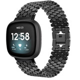 Strap-it® Fitbit Versa 3 stalen vis band (zwart)
