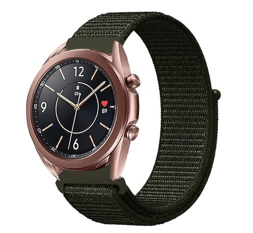 Strap-it® Strap-it Samsung Galaxy Watch 3 - 41mm nylon bandje (donkergroen)