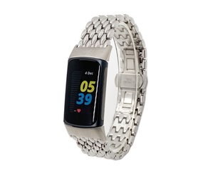 Strap-it® Fitbit Charge 5 stalen draak band (zilver) Strap-it® Fitbit Charge 5 stalen draak band (zilver)