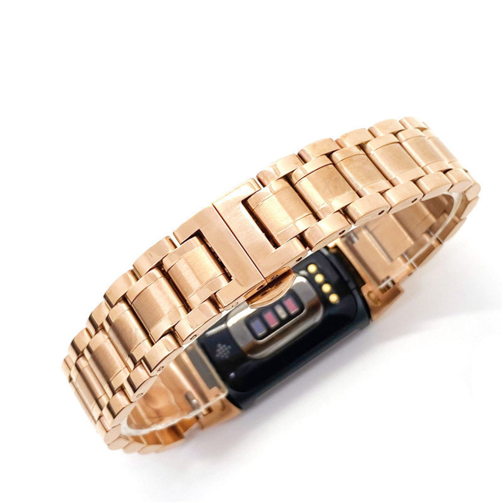 Strap-it® Strap-it Fitbit Charge 5 metalen schakel band (rosé goud) Strap-it® Strap-it Fitbit Charge 5 metalen schakel band (rosé goud)